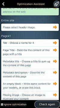 SimDif प्रमाणेच, तुम्ही ऑप्टिमायझेशन असिस्टंट सक्रिय करू शकता.